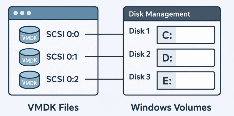 Corrélation VMDK aux volumes Windows