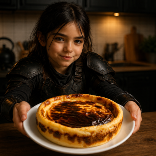 Lana présente un flan pâtissier sans pâte à la vanille dans sa cuisine